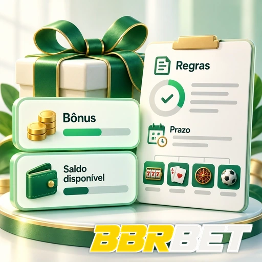 BBRBET — ilustração de bônus, saldo disponível e lista de regras e prazos