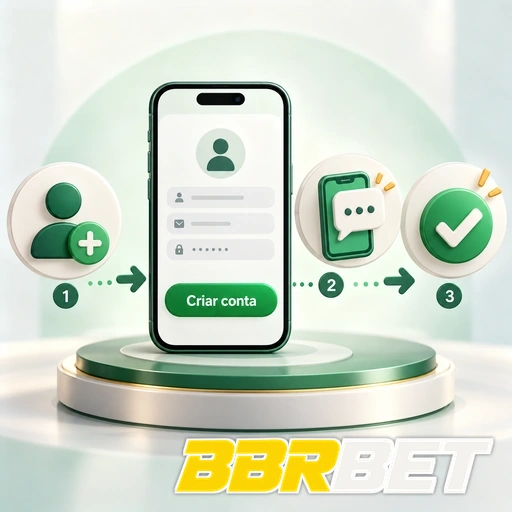BBRBET — ilustração das etapas de criação de conta no celular