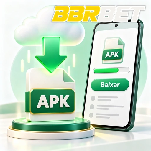 BBRBET — ilustração de download de APK com seta, nuvem e celular