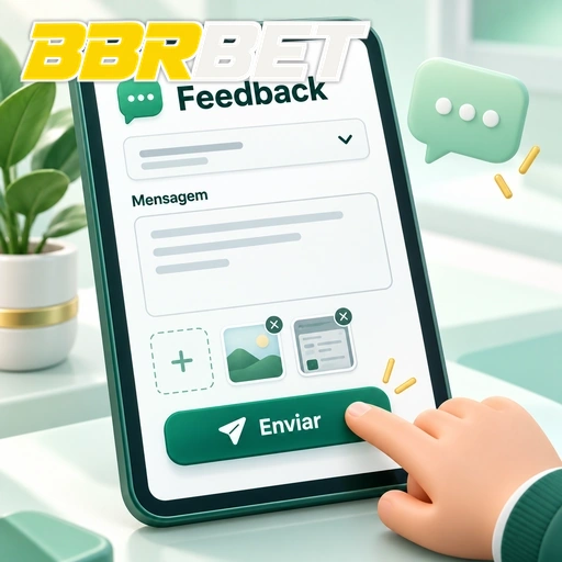 BBRBET — ilustração de formulário de feedback com campo de mensagem e botão de envio