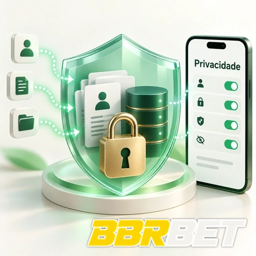 BBRBET — ilustração de privacidade e proteção de dados com escudo, cadeado e celular
